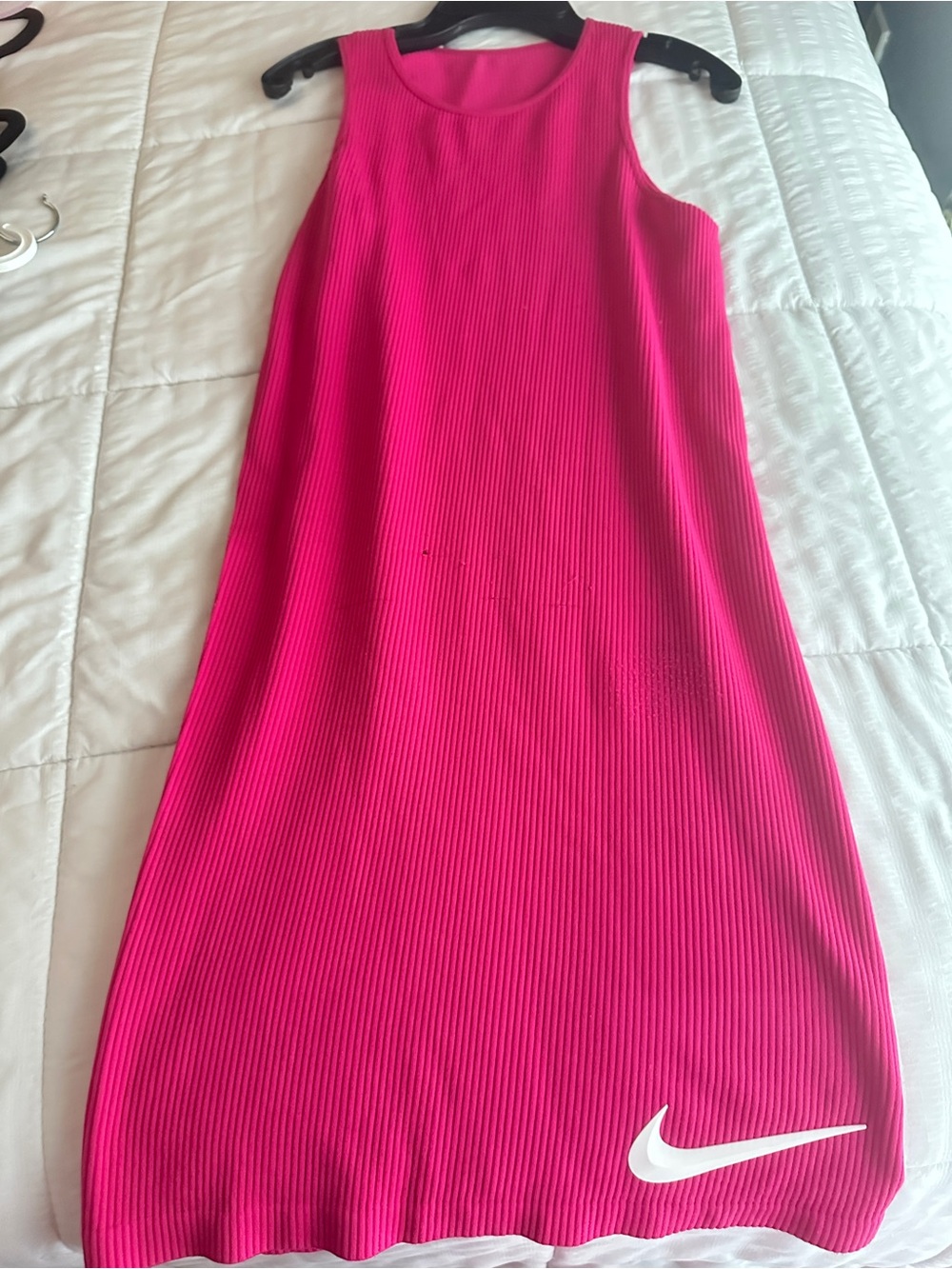 Nike Hot Pink Ribbed Sleeveless Midi Dress